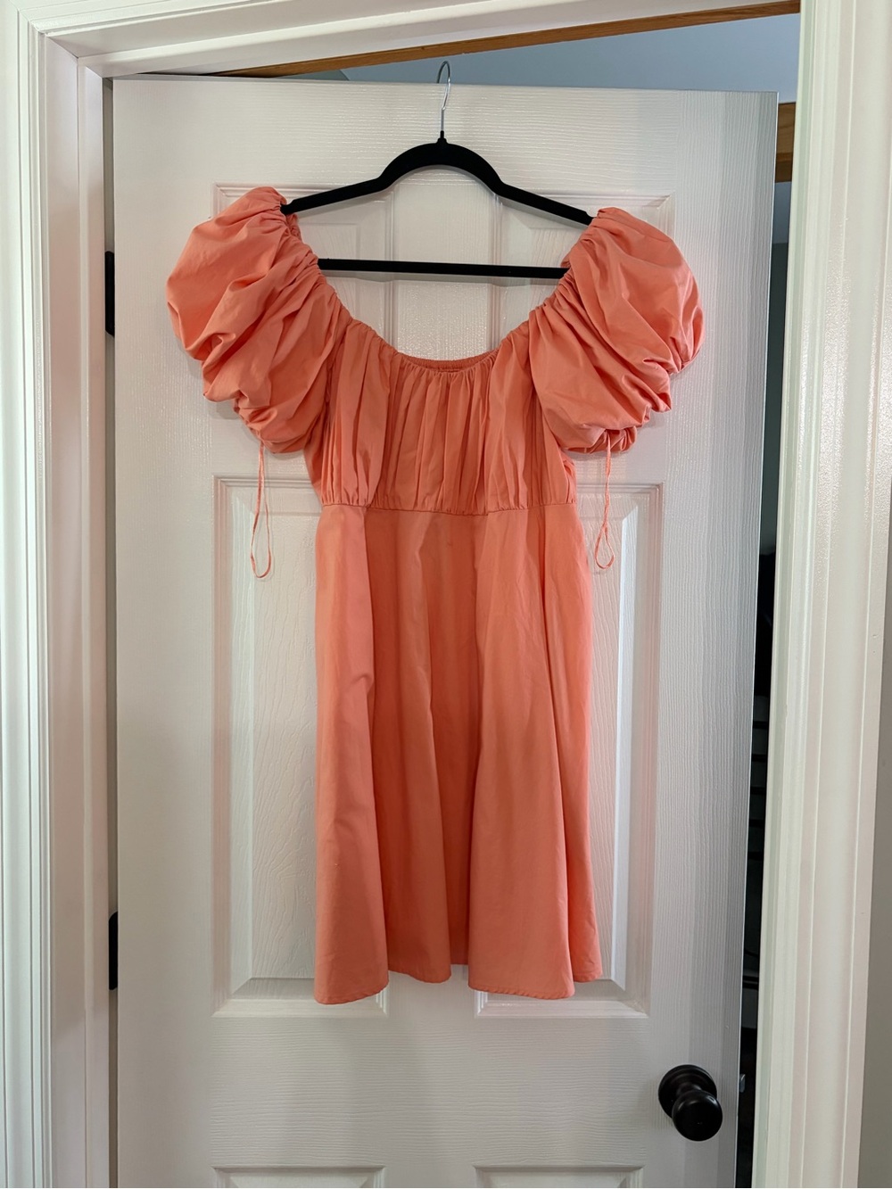 Peach/pink Puff Sleeve Mini Dress